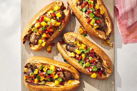 Grilled Sausage Hoagies With Mango Salsa